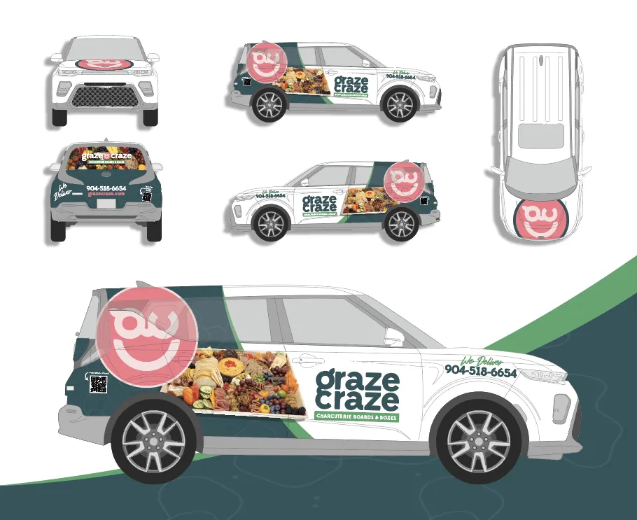 Vehicle wrap design with layout views